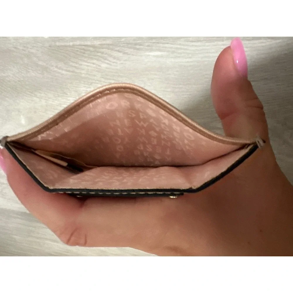 Kate Spade New York Rose Gold Metallic Pebbled Leather Card Holder Wallet